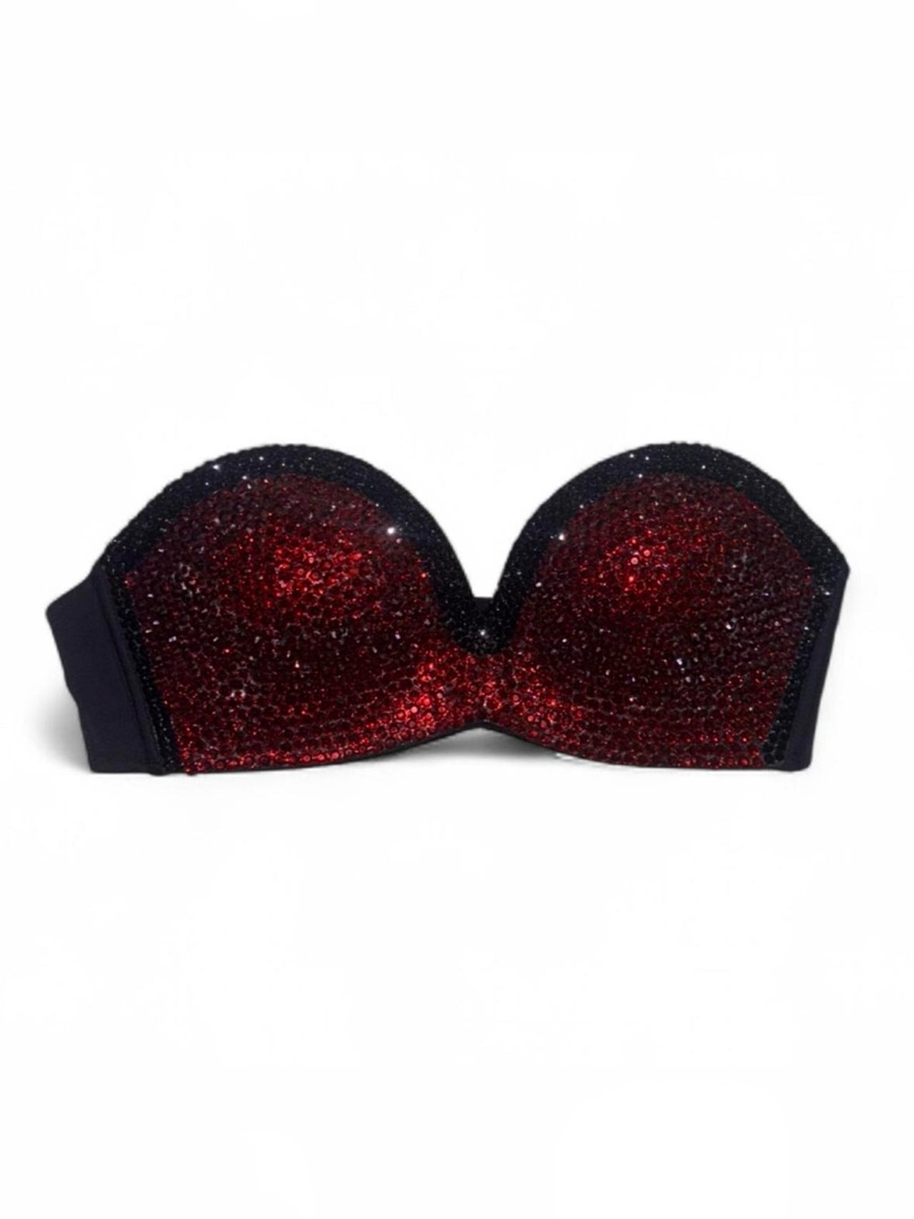 32B Dark Red & Jet Black Crystal Erin VS Design Rhinestone Crystal Glam Bralet